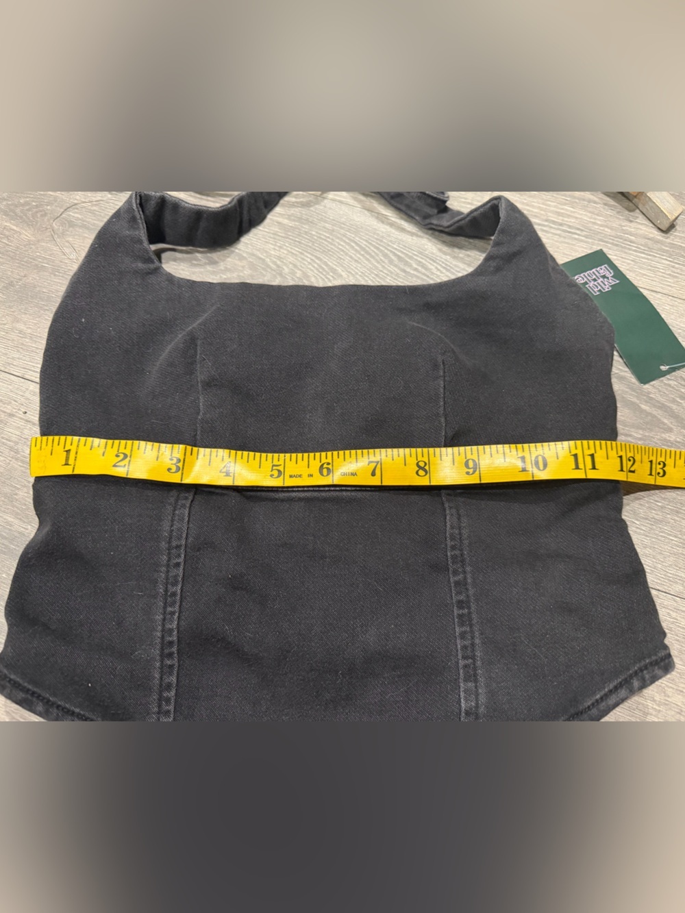 Wild Fable Western Black Denim Studded Halter Zip Back Crop Top. Size XXS NWT! - Picture 9 of 10